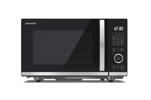 Микровълнова печка, Sharp YC-QG204AE-B, Semi Digital, Flatbed,  Built-in microwave grill, Grill Power: 1000W, Plastic and Glass/Painted, 20l, 800 W, Housing Material MicrowaveSteel, LED Display White, Timer & Clock function, Child lock, Defrost, Cabinet Colour: Black