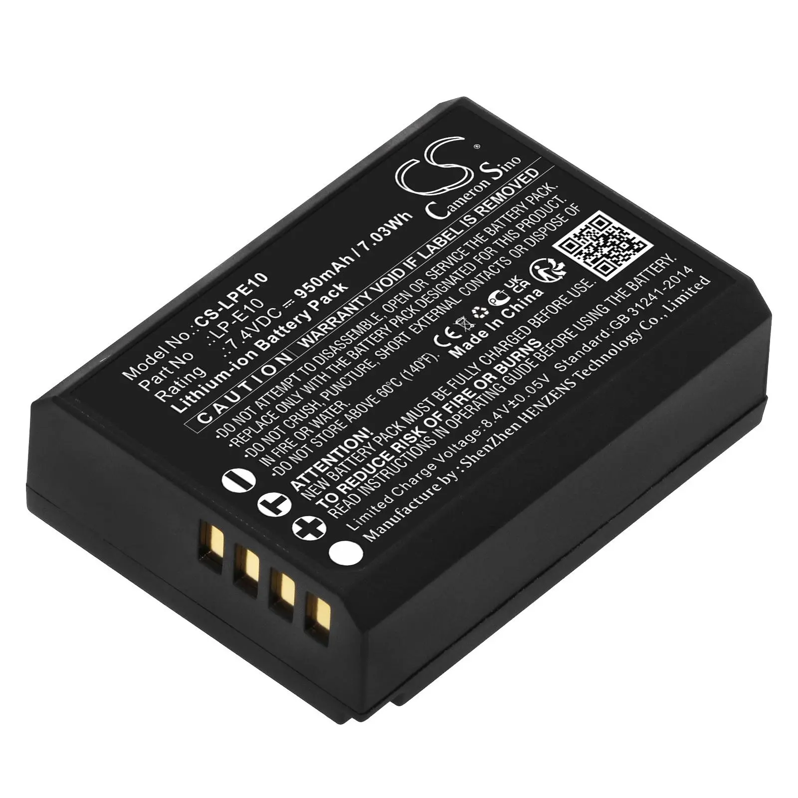 Батерия за апарат CANON LPE10  LiIon 7.4V 950mAh Cameron Sino - image 1