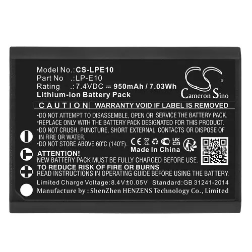 Μπαταρία για φωτογραφική μηχανή CANON LPE10 LiIon 7.4V 950mAh Cameron Sino