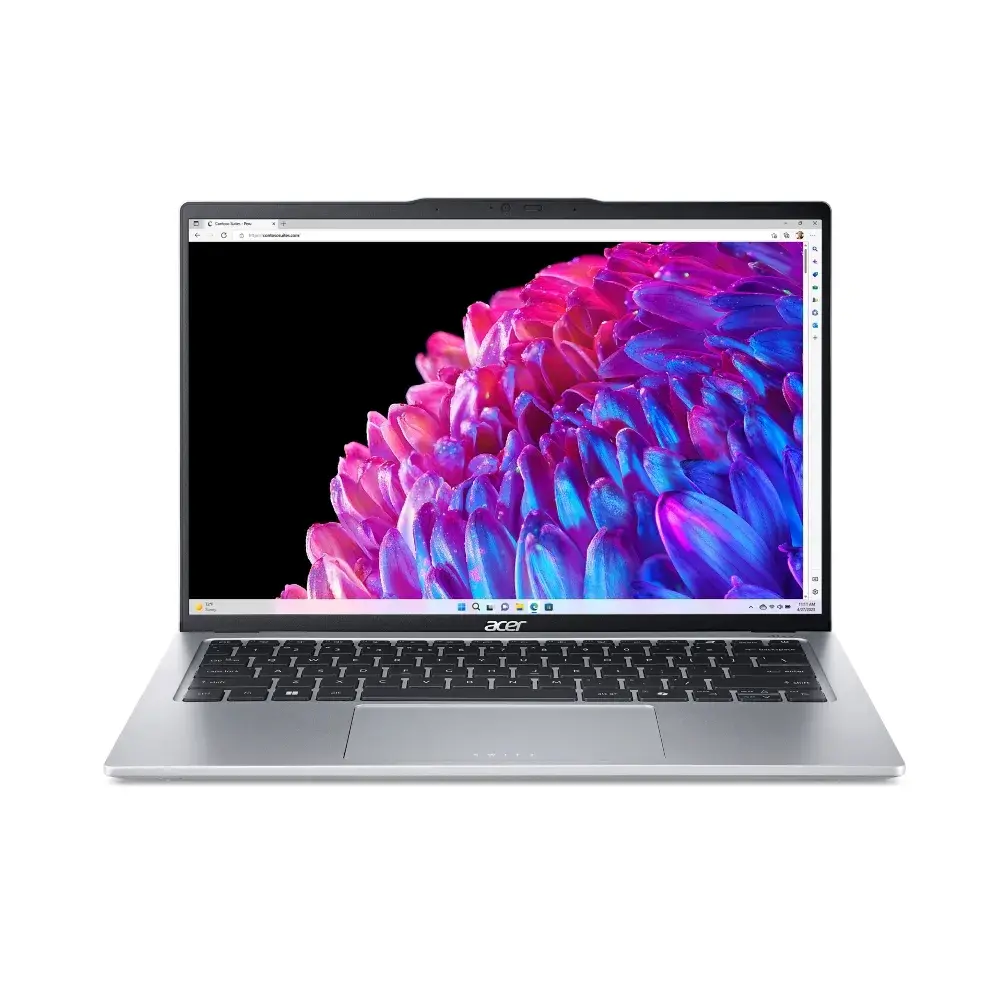 Лаптоп, Acer Swift Go 14,SFG14-73-59KB, Intel Core Ultra 5,(up to 4.30GHz, 12MB), 14" 2.2K IPS (2240x1400) sRGB100% SlimBezel, 1*16GB LPDDR5X 6400MHz, 512GB PCIe NVMe SSD, Intel UMA, QHD Cam, WiFi 7, BT 5.3, Backlit Kbd, No OS, Silver