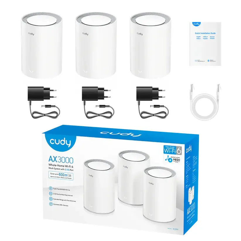 Безжична MESH система Cudy M3000, 3 броя, AX3000 Dual Band, 2.4/5 GHz, 574 -  2402 Mbps - image 3