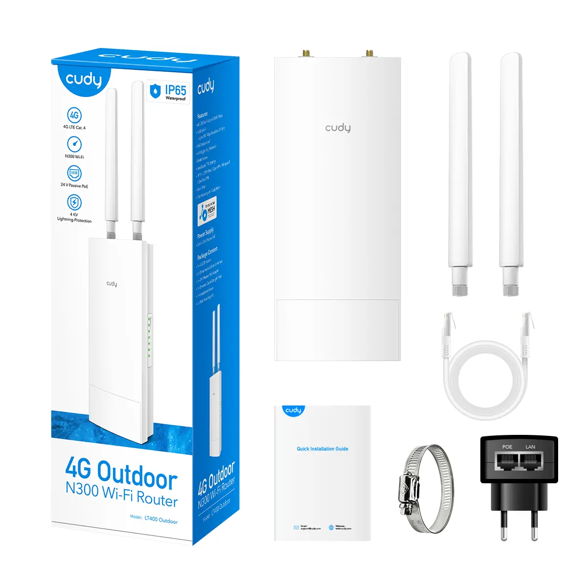 Безжичен рутер Cudy LT400 Outdoor, N300, 4G LTE, 2.4 GHz, 300 Mbps за външна употреба - image 4