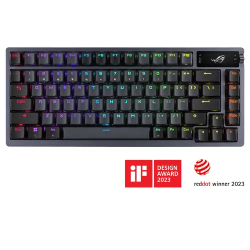 Клавиатура, Asus ROG Azoth 75 Wireless DIY Custom Gaming Keyboard, OLED display, Gasket-Mount, Three-Layer Dampening, Hot-Swappable Pre-lubed ROG NX Red Switches & Keyboard Stabilizers, PBT Keycaps, RGB-White - 1