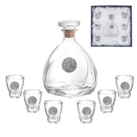 Set sticlă + 6 pahare pentru rachiu - 2