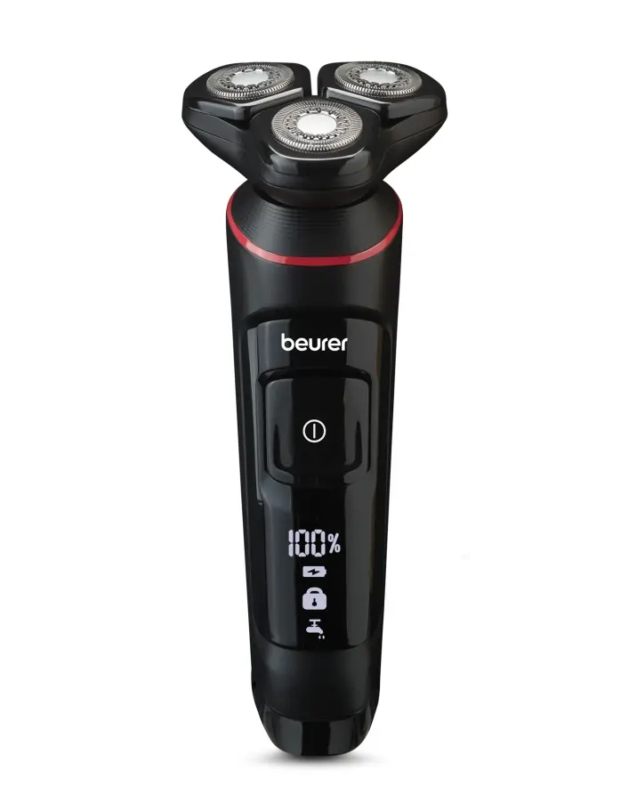 Машинка за бръснене, Beurer MN8X rotary shaver, 360° flexible shaver head, Magnetic fixation, LED display, Waterproof (IPX7), Quick-charge function (10 min OT; 5 min CT), Incl. charger and storage station, protective cap and cleaning brush
