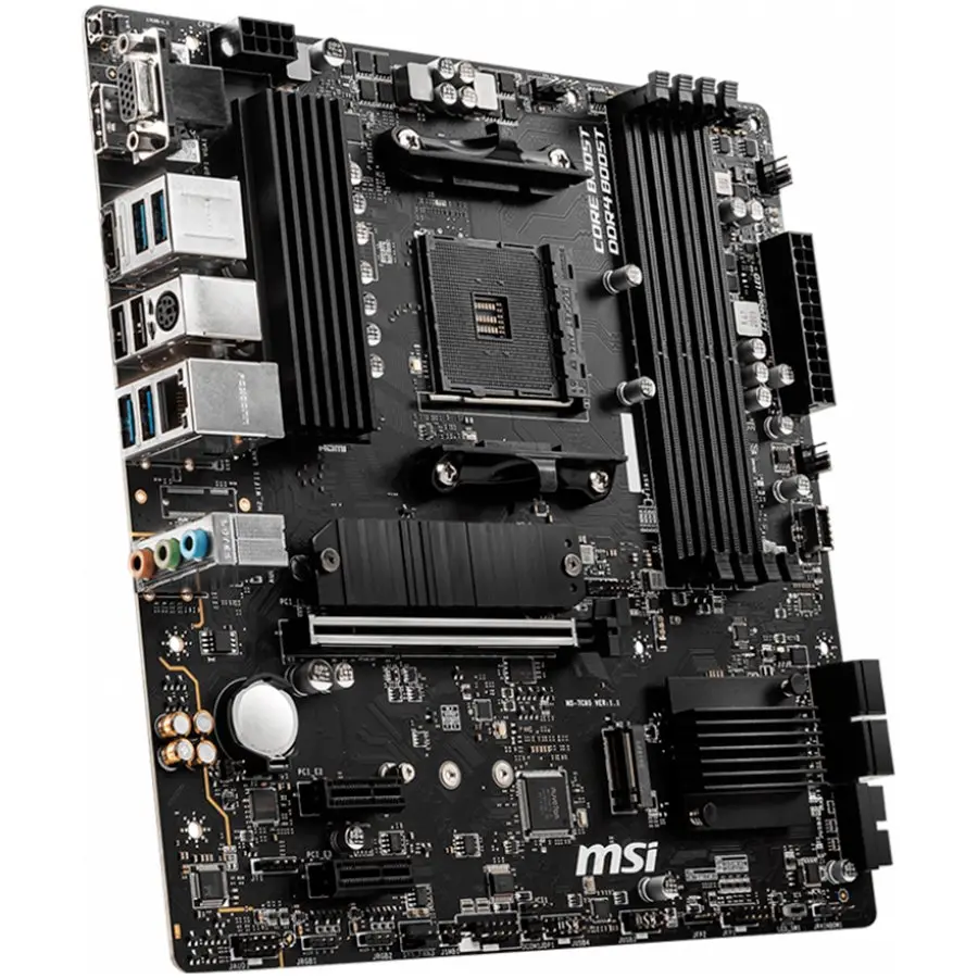 MSI B550M PRO-VDH,m-ATX,Socket AM4,AMD B550 Chipset,4 DIMMs,Dual Channel DDR4 up to 4400+(OC)MHz,1x PCIe 4.0/3.0 x16 slot,2x M.2 slots,4x USB 3.2 Gen 1,2x USB 2.0,1x HDMI,1x DP,1x VGA,1G LAN,7.1 Audio,3y warranty - image 1
