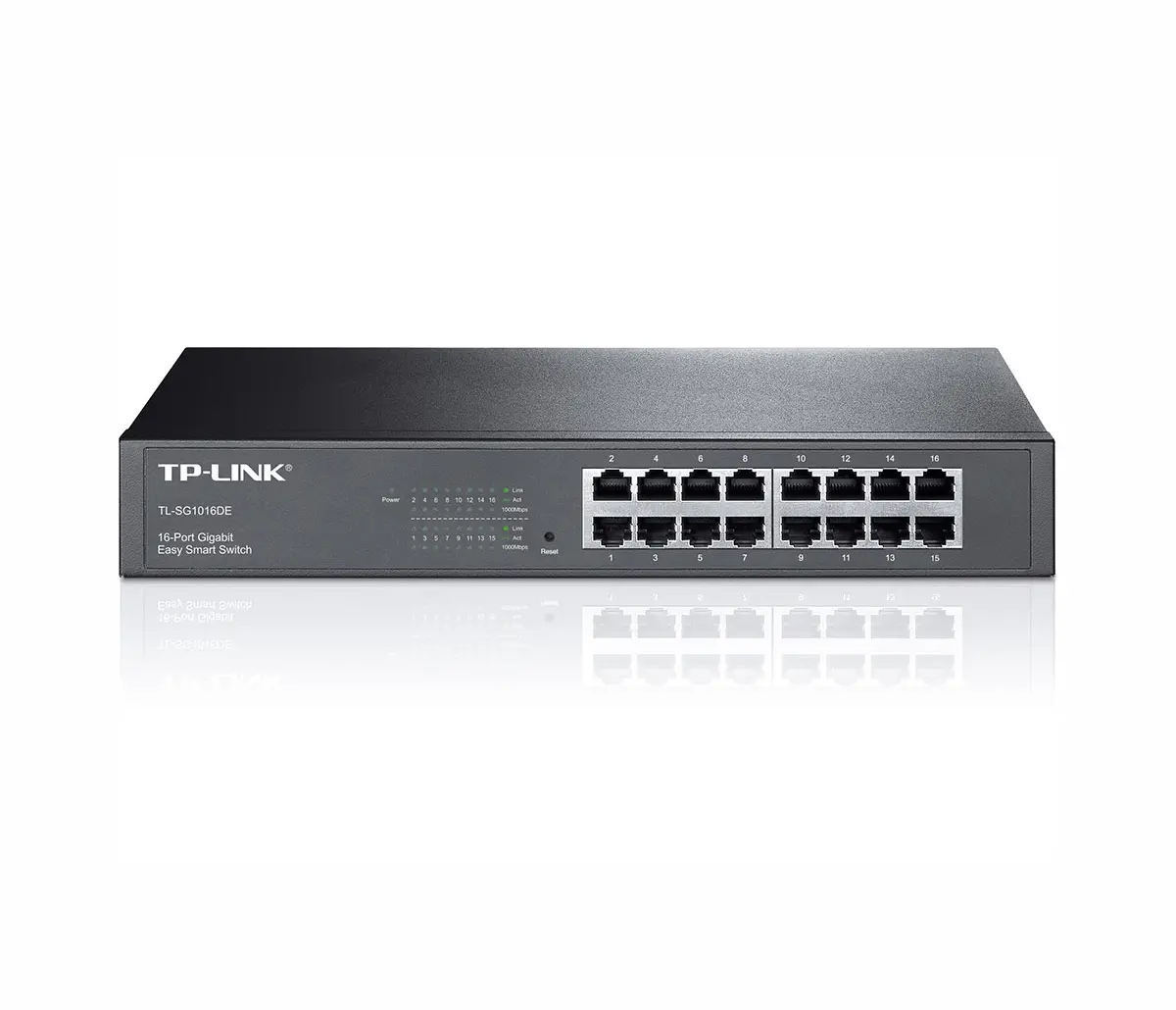 Комутатор TP-LINK TL-SG1016DE, 16х 10/100/1000M RJ45 порта, монтаж в шкаф, управ