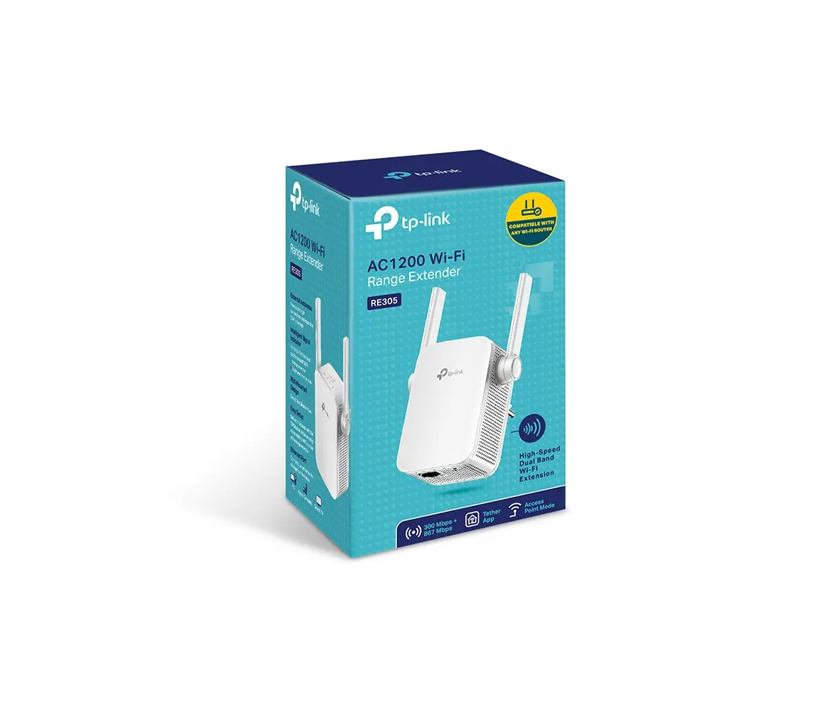 Удължител на обхват TP-LINK RE305, AC1200, двулентов, 1x100Mbit порт, 2 външни а - image 2