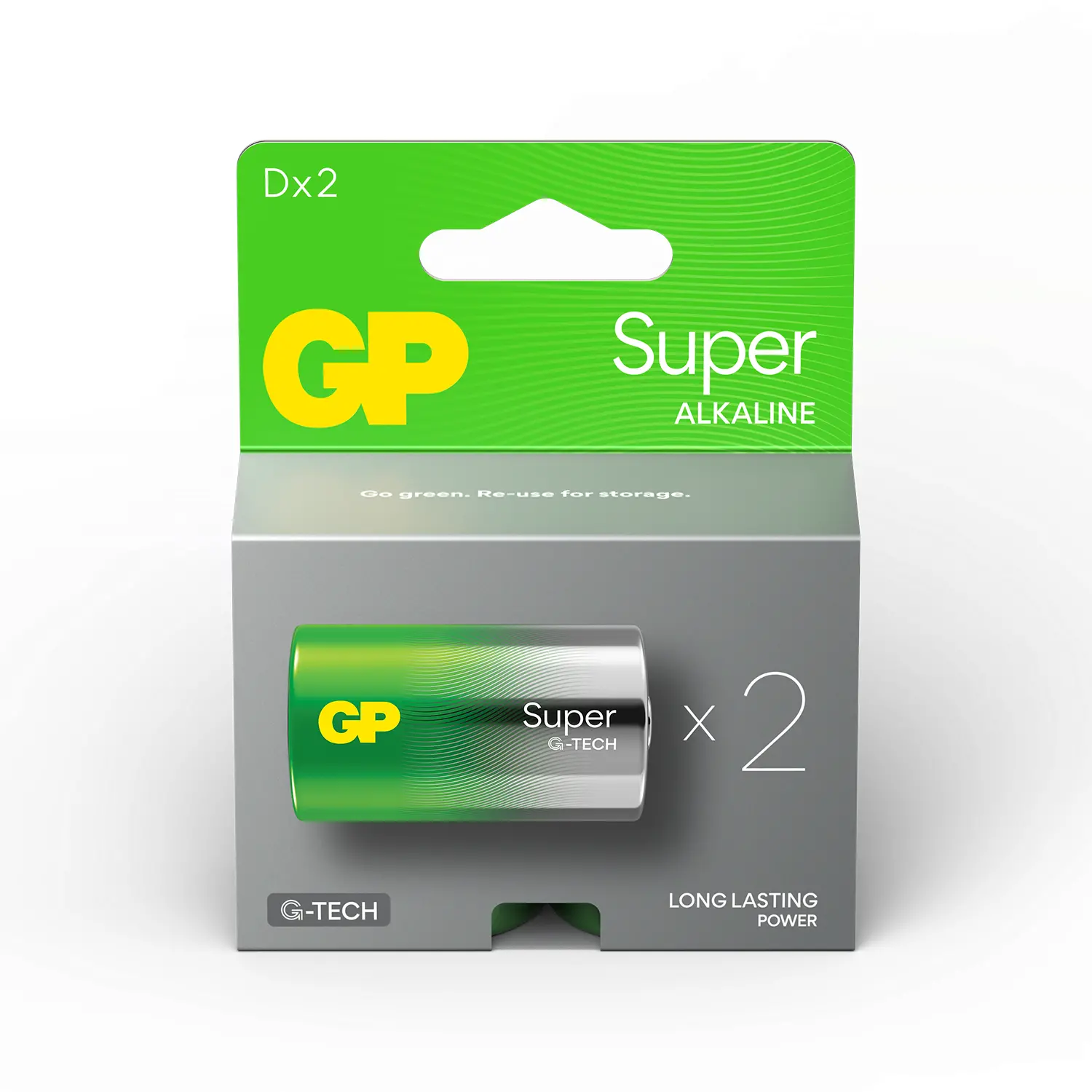 Αλκαλική μπαταρία GP SUPER LR20, 2 τεμ. στη συσκευασία / blister, 1.5V