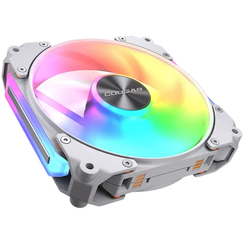 Cougar fan APOLAR 120 ARGB White, Fan Speed 600-2200 RPM±200RPM, Air Flow 75.38 CFM ± 10%, Air Pressure 2.59 mm H2O±10%, HDB Hydro Dynamic Bearing, 490 mm (Fan) / 470 mm (ARGB) - image 1