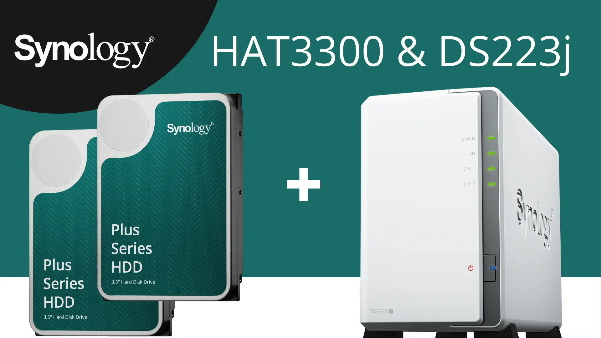 Комплект Synology NAS Server DS223j с 2 дискa Synology HAT3300-4TB