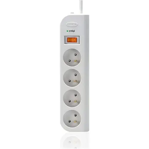 Защитен разклонител Belkin 4 гнезда с кабел 1М, Бял - image 1