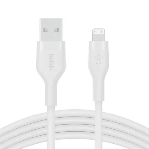 Кабел силиконов Belkin BOOSTCHARGE Flex USB-A/Lightning 1M, Бял