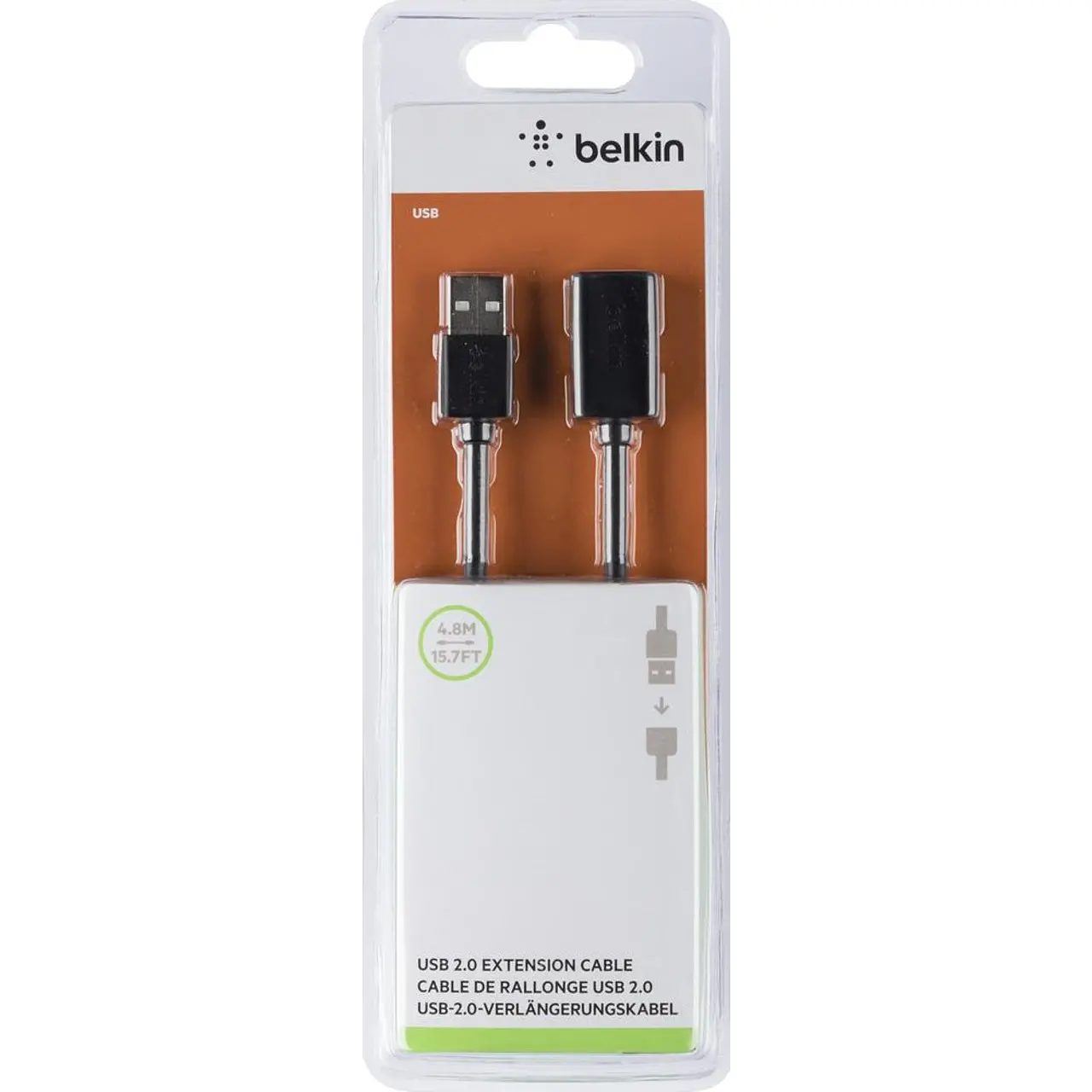 Кабел удължител Belkin USB Type-A Male към USB Type-A Female 4.8M, Черен - image 1