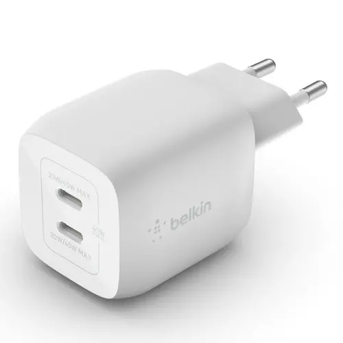 Зарядно устройство двойно Belkin USB-C Gan PPS 45W, Бял - image 4
