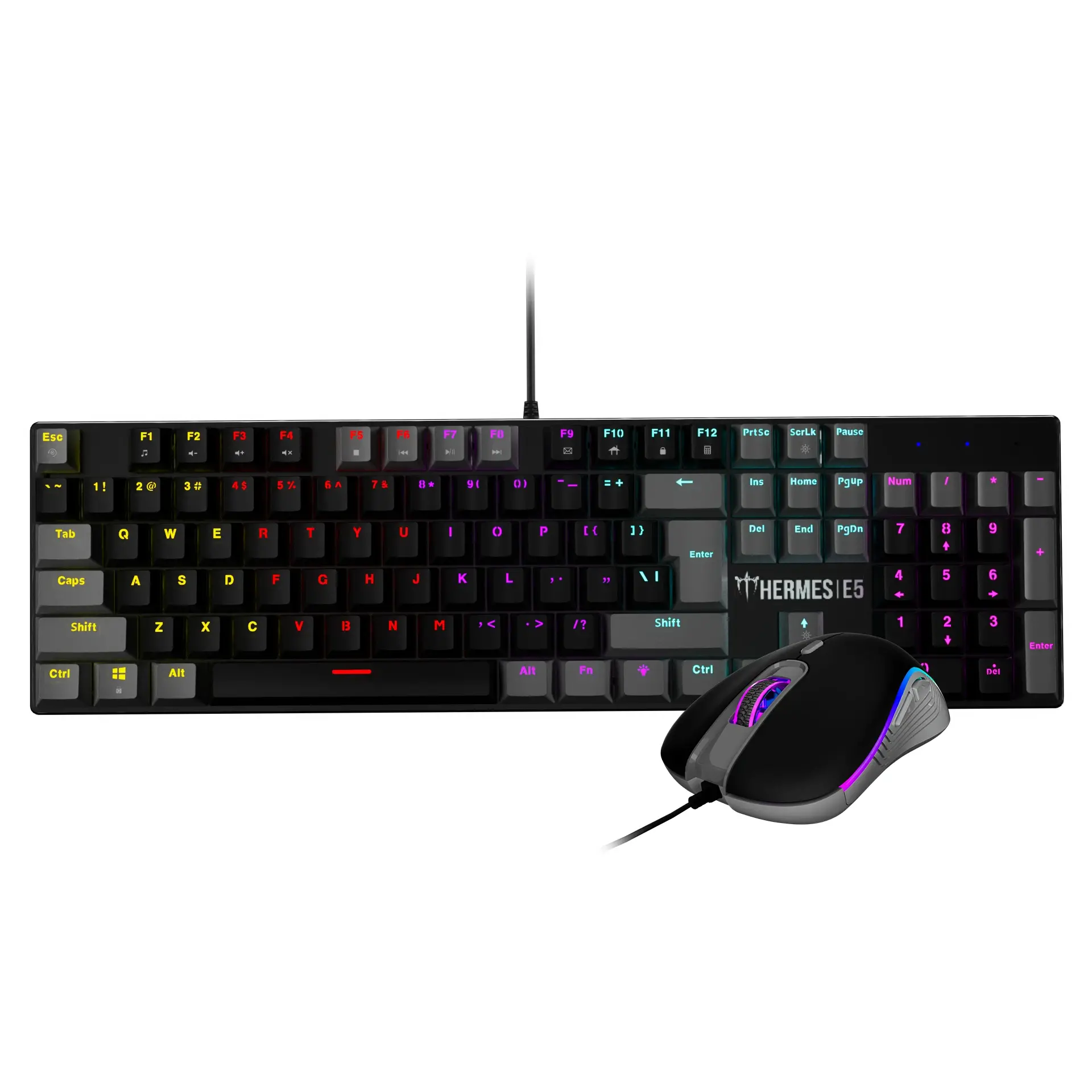Gamdias геймърски комплект Gaming COMBO 2-in-1 Keyboard, Mouse - HERMES E5 - Blue Switches, 3600dpi