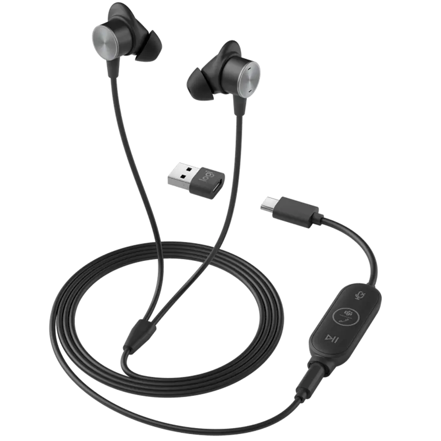 LOGITECH Logi Zone Wired Earbuds Teams - GRAPHITE - USB - EMEA