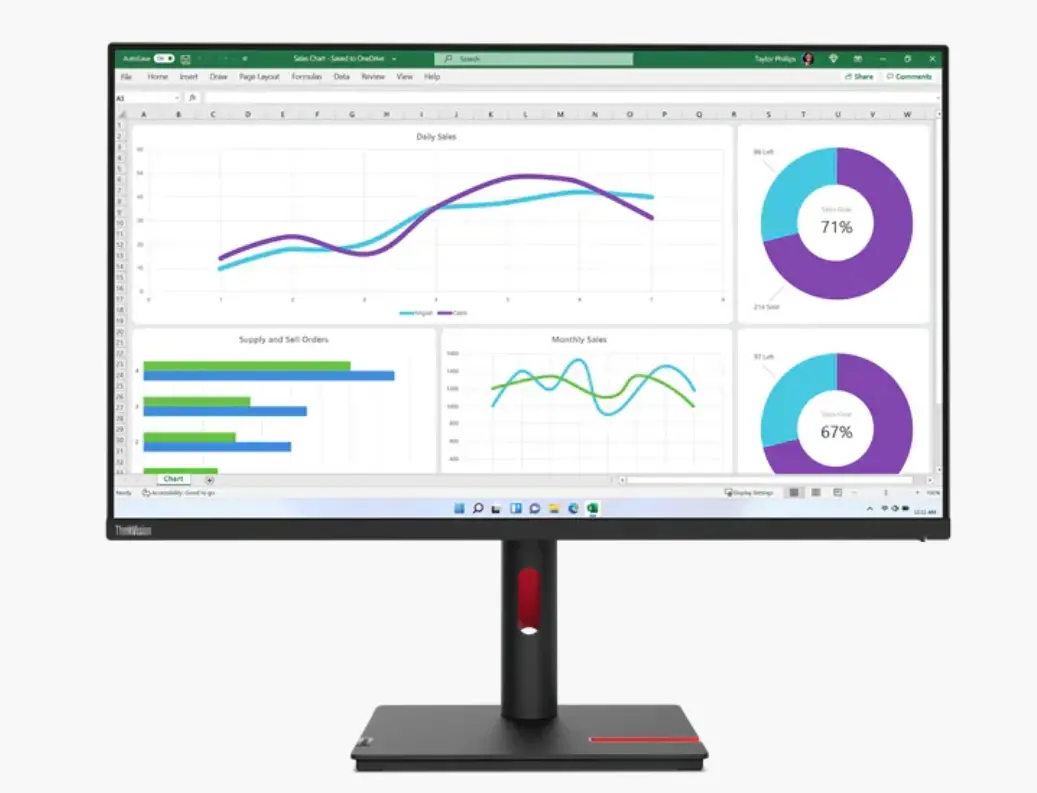 Монитор, Lenovo ThinkVision T32h-30 31.5" IPS, WLED, 16:9, 2560x1440, 4ms, 1000:1, 60Hz, 350 cd/m2, USB-C, HDMI, DP, RJ45, Tilt, Swivel, Pivot, Height Adjust Stand - image 1