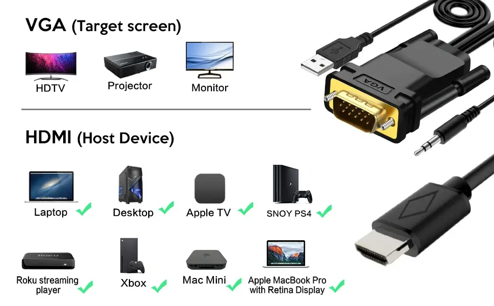 VCom кабел VGA M / HDMI M - CG493A-1.8m - image 10