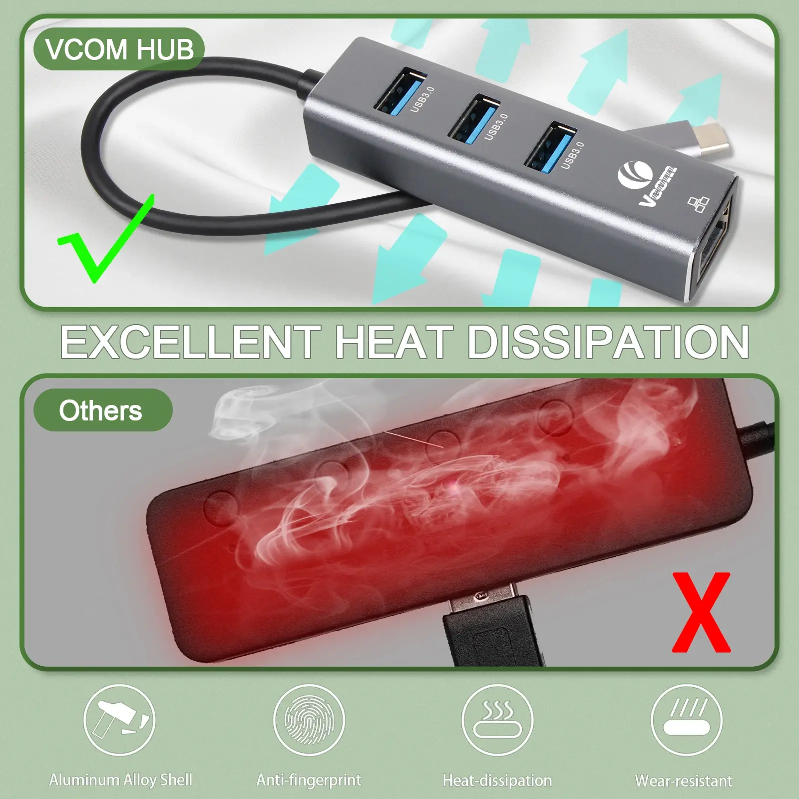 VCom докинг станция Docking USB Type-C to USB3.0 x 3 + LAN - DH311B - image 10