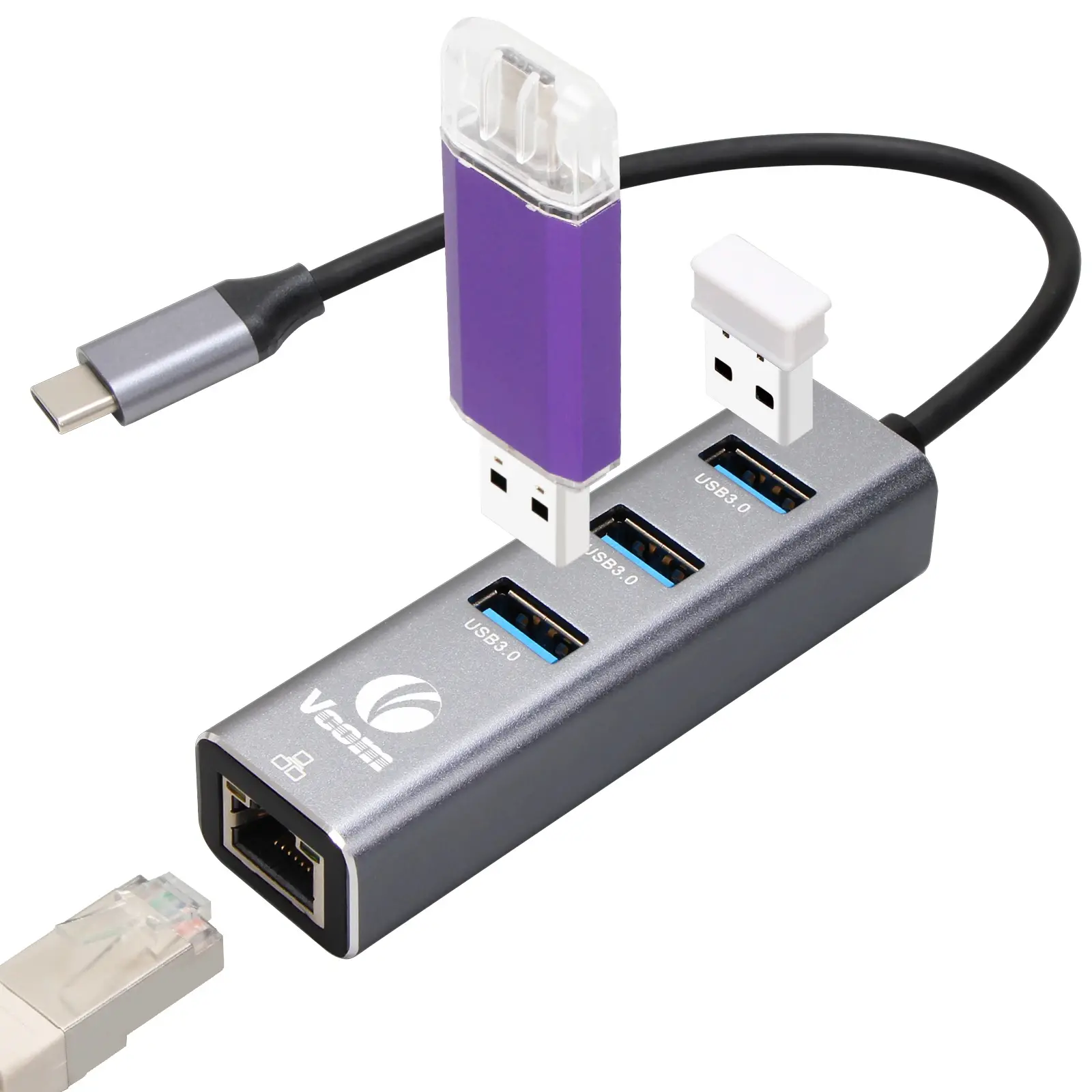 VCom докинг станция Docking USB Type-C to USB3.0 x 3 + LAN - DH311B - image 3