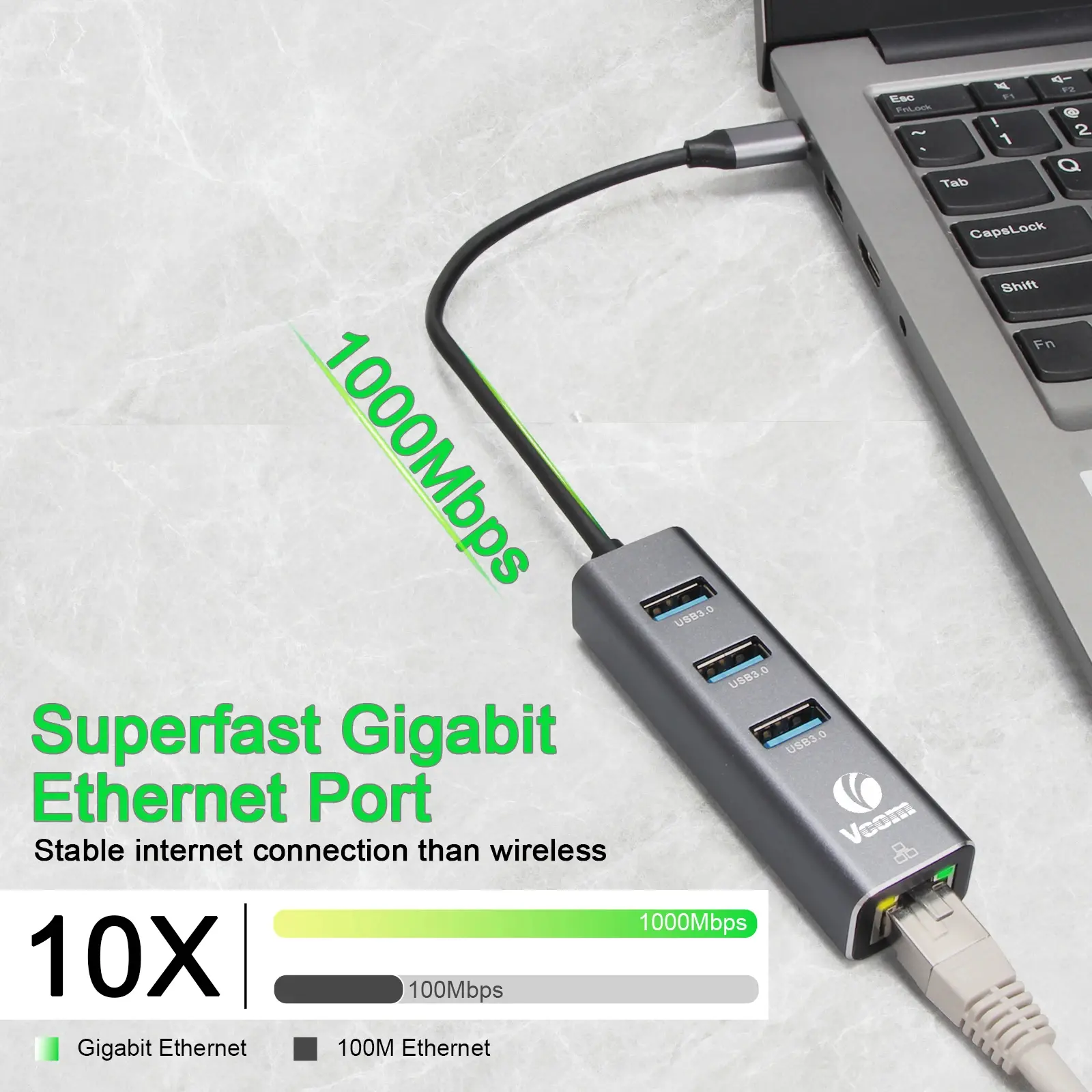 VCom докинг станция Docking USB Type-C to USB3.0 x 3 + LAN - DH311B - image 4