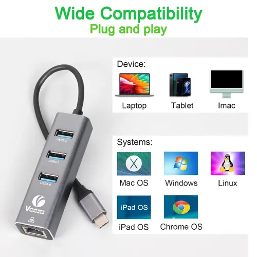 VCom докинг станция Docking USB Type-C to USB3.0 x 3 + LAN - DH311B - image 7