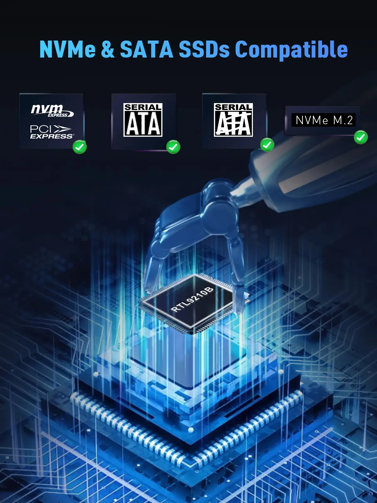VCom εξωτερική θήκη δίσκου Storage Case - M.2 NVMe/SATA/NGFF M/B key - 10Gbps USB3.1 Type-C/A - CU850SN - image 5