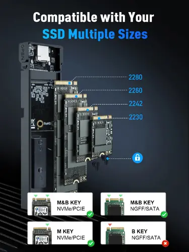 VCom външна кутия за диск Storage Case - M.2 NVMe/SATA/NGFF M/B key - 10Gbps USB3.1 Type-C/A - CU850SN - image 9