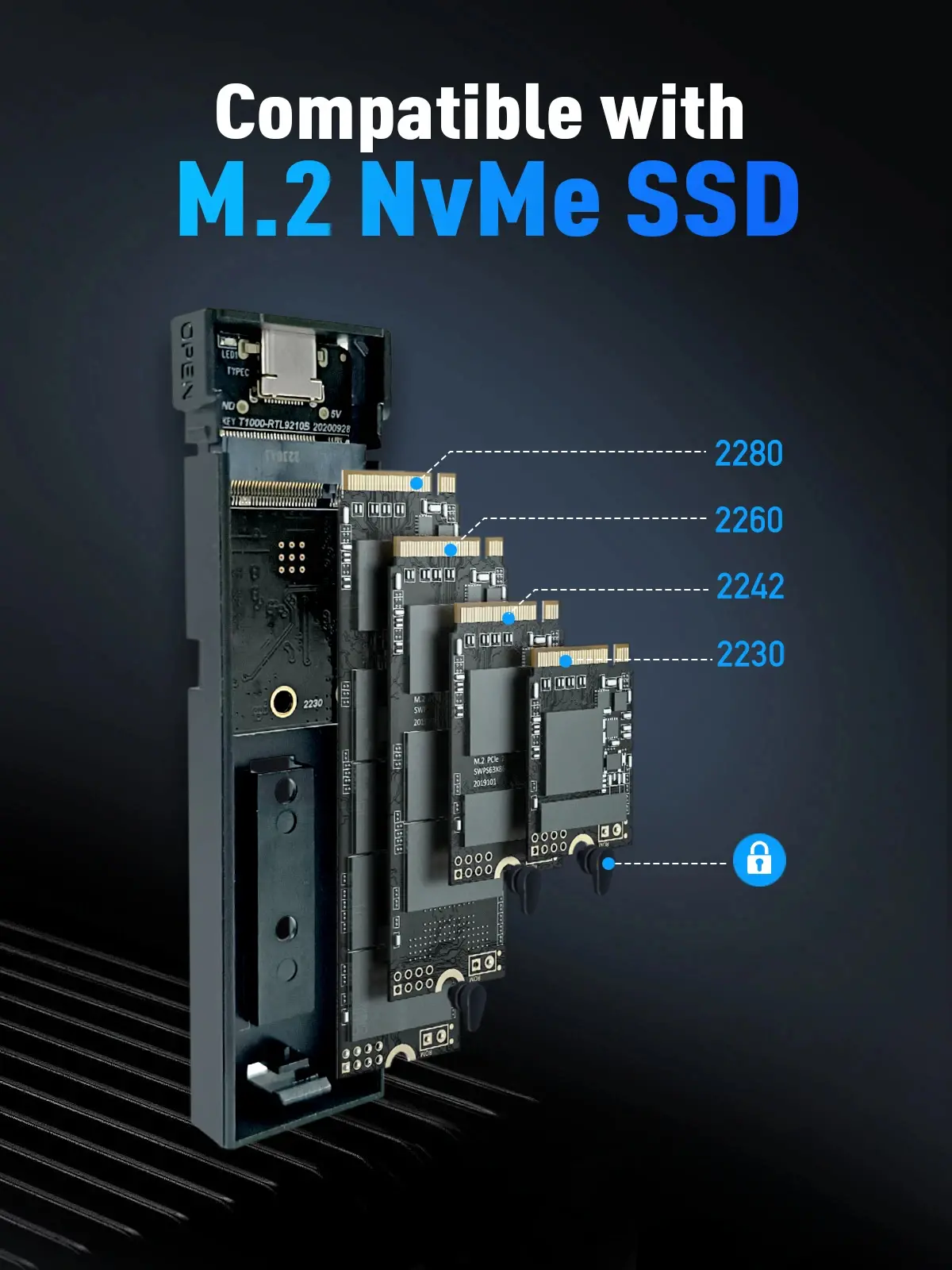 VCom carcasă externă pentru disc - M.2 NVMe M/B key - 10Gbps USB3.1 Type-C/A - CU850N - image 4