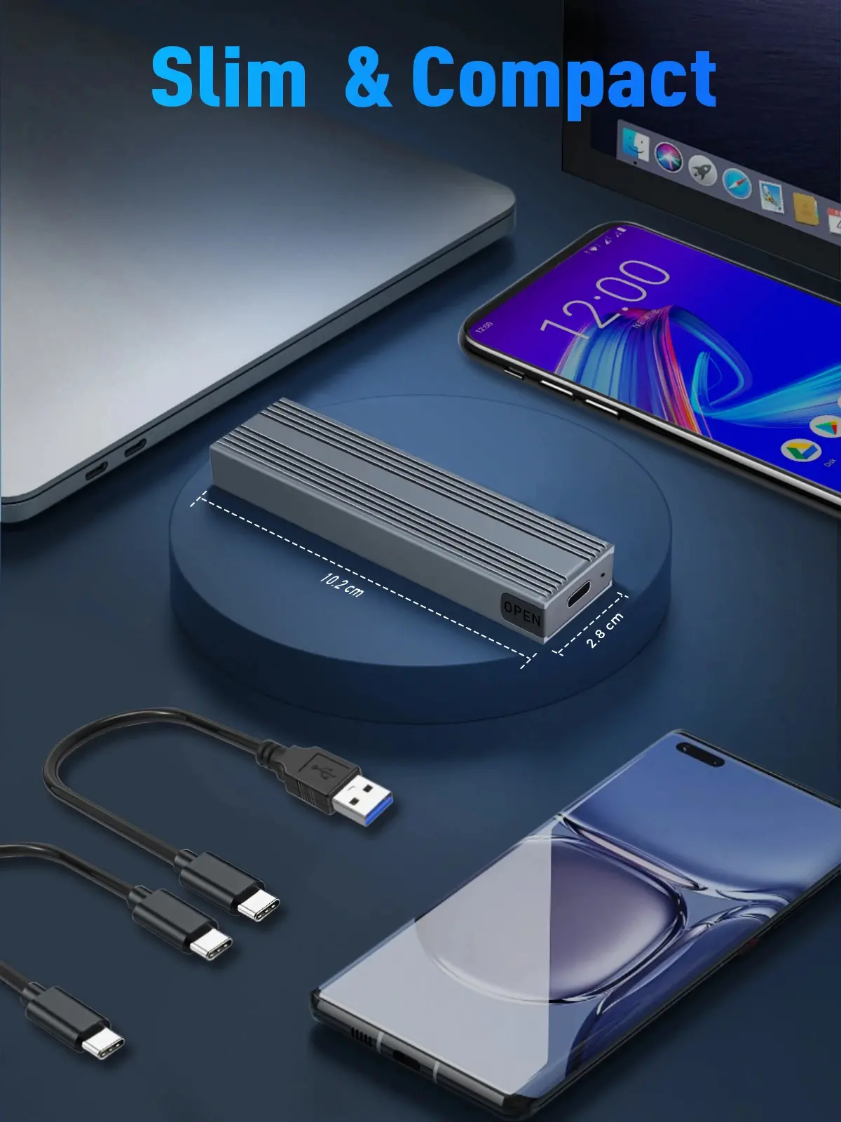 VCom carcasă externă pentru disc - M.2 NVMe M/B key - 10Gbps USB3.1 Type-C/A - CU850N - image 9