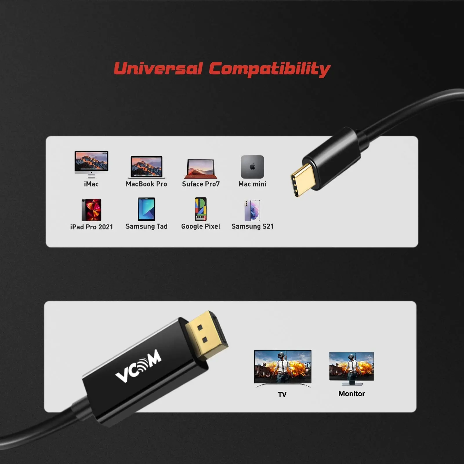 VCom кабел Cable Type-C to DisplayPort - Black - CU422C-1.8m - image 12