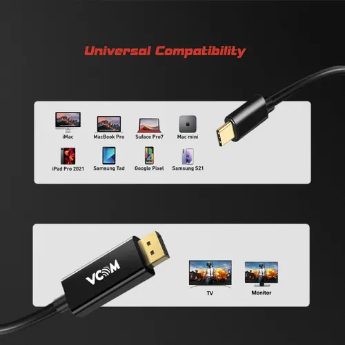 VCom кабел Cable Type-C to DisplayPort - Black - CU422C-1.8m - image 12