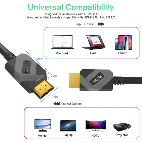 VCom Кабел HDMI v2.1 M / M 2.0m - 8K Dolby Vision HDR, Black/Grey - CG805-2.0m - image 10
