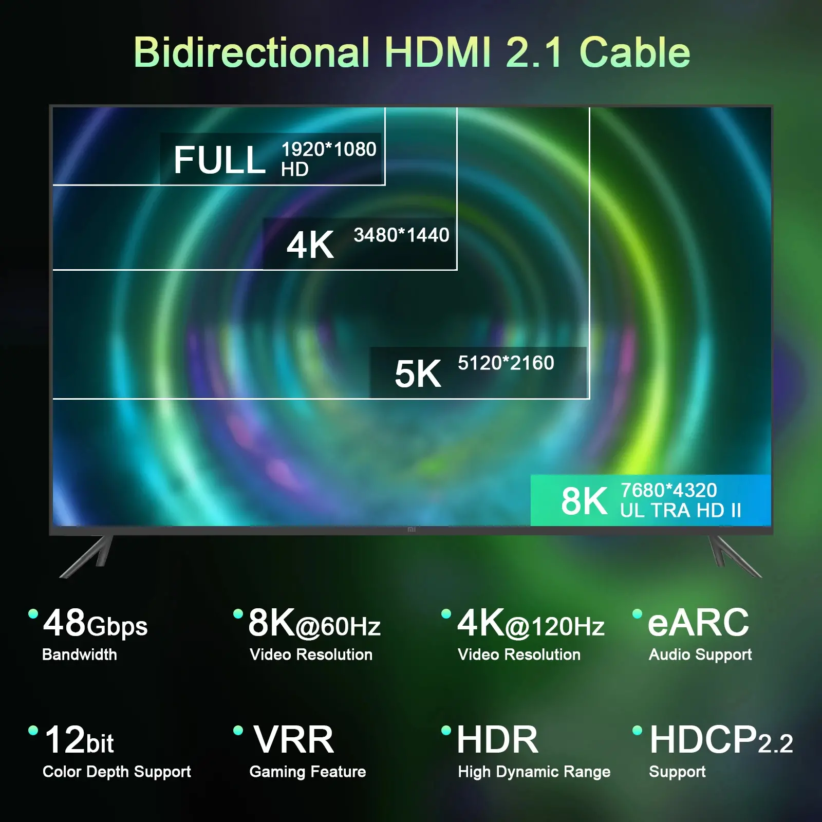 VCom Кабел HDMI v2.1 M / M 2.0m - 8K Dolby Vision HDR, Black/Grey - CG805-2.0m - image 4