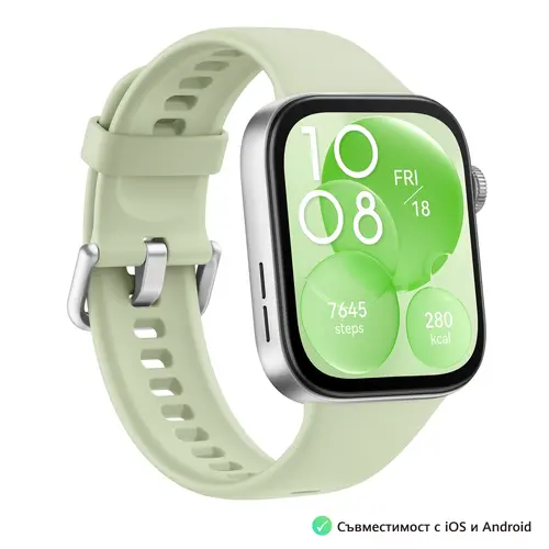 Часовник, Huawei Watch Fit 3 Green, Solo-B09S, Solo-B09S, 1.82" AMOLED, 480x408, SPO2, BT5.0, 5ATM, 400mAh - image 1