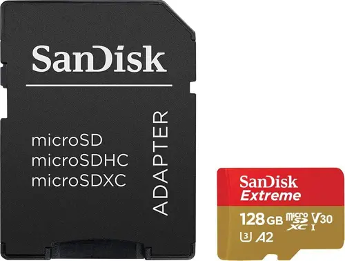 Карта памет SANDISK Extreme microSDXC, 128GB, За Dash Cameras и Drones, SD Adapter - image 2