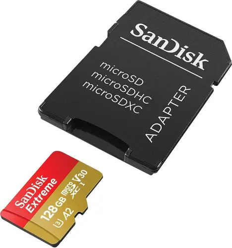 Карта памет SANDISK Extreme microSDXC, 128GB, За Dash Cameras и Drones, SD Adapter - image 3