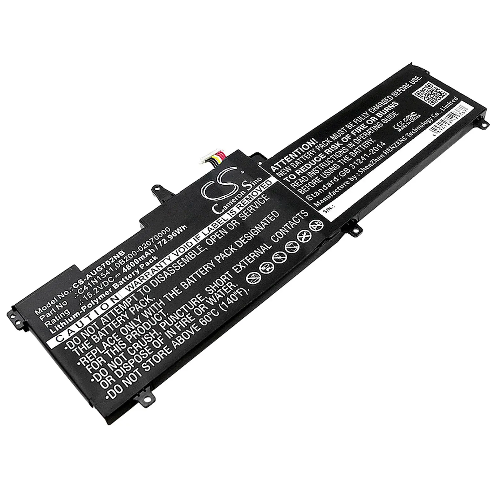 Батерия за лаптоп ASUS GL702 C41N1541 LiPo 15.2V 4800mAh CAMERON SINO - image 1