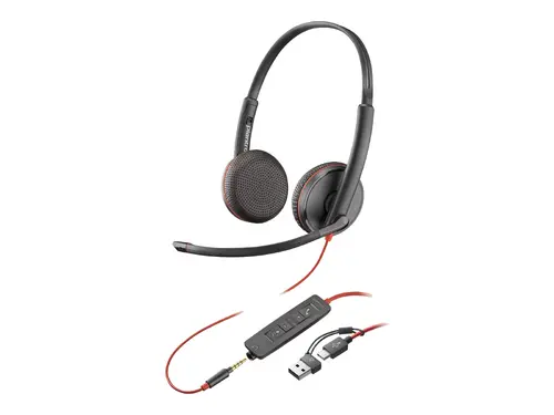 HP Poly Blackwire 3225 Stereo USB-C Headset +3.5mm Plug +USB-C/A Adapter Bulk - image 2