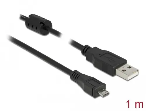 Кабел DeLock, USB-A мъжко - MicroUSB-B мъжко, USB 2.0, 1 м, Черен - image 1