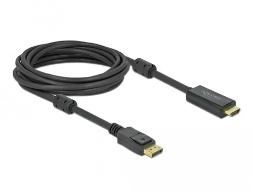 Καλώδιο Delock DisplayPort αρσενικό - HDMI αρσενικό, 5 m., 4K 60Hz, Μαύρο - 1