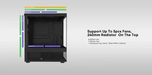 1stPlayer кутия Case ATX - MIKU Mi7-A White - Reversed fans included - image 6