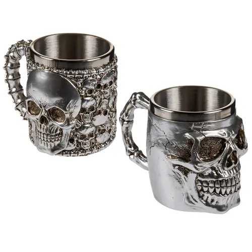 Pahar argintat cu inserție din oțel inoxidabil Skull - 1