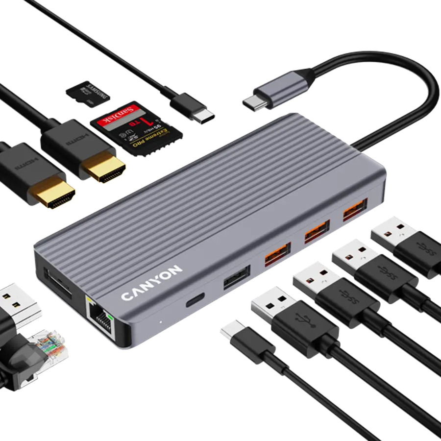 CANYON hub DS-16 13in1 4k USB-C Grey - image 5