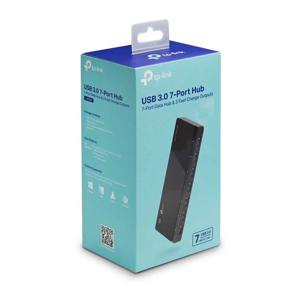 Хъб TP-LINK UH700, 7 USB 3.0 порта, 3 порта за зареждане, външно захранване - image 4