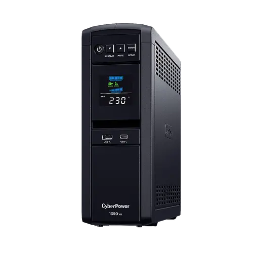 UPS economic cu AVR, afișaj LCD color și ieșire sinusoidală (compatibil Active PFC), 1350VA/810W, 6x Schuko, Autonomie la 500W ( min ):7, Protecție - 1