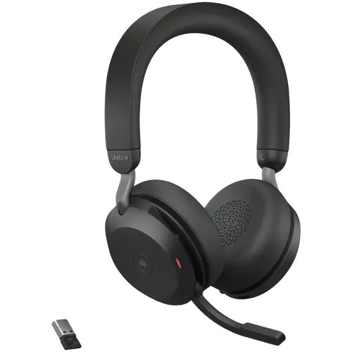 JABRA EVOLVE2 75, Link380a MS Stereo Black, EVOLVE2 75 headset Black MS, Link 380 BT adapter USB-A MS,1.2m USB-C to USB-A cable, carry pouch, warranty and warning (safety leaflets)