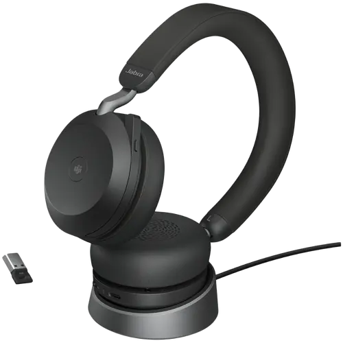 JABRA EVOLVE2 75, Link380a MS Stereo Stand Black, EVOLVE2 75 headset Black MS, Link 380 BT adapter USB-A MS, EVOLVE2 75 Deskstand USB-A,1.2m USB-C to USB-A cable, carry pouch, warranty and warning (safety leaflets) - image 3