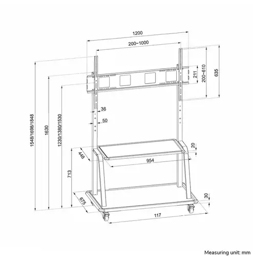 Стойка, Neomounts Mobile Flat Screen Floor Stand (stand+trolley) (height: 137-162 cm) box 1&2 - image 11
